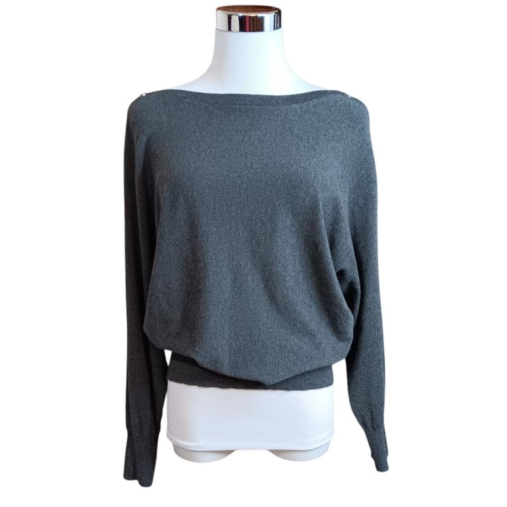 JM COLLECTION Sweater Top S Relaxed Dark Gray Casual Career Office Comfort Soft - Picture 4 of 9